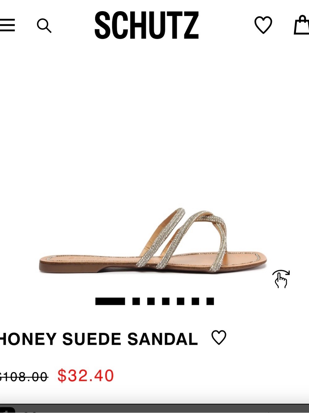 SCHUTZ Gold Suede Double-Strap Slide Sandal